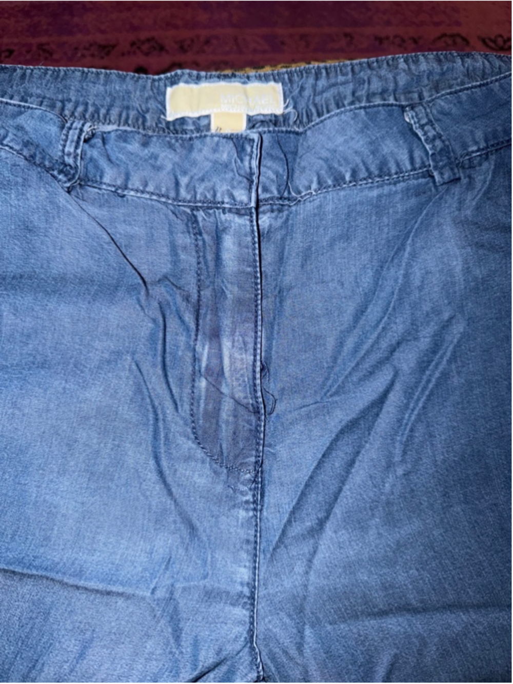 Women's Michael Kors Blue Chambray Wide Leg Pants S - Picture 7 of 9